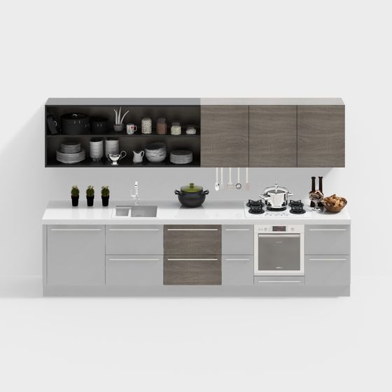 Black Nordic Style Kitchen Cabinet 3D Model