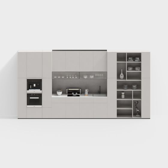 北欧スタイルのキッチンオーバーオールキャビネット