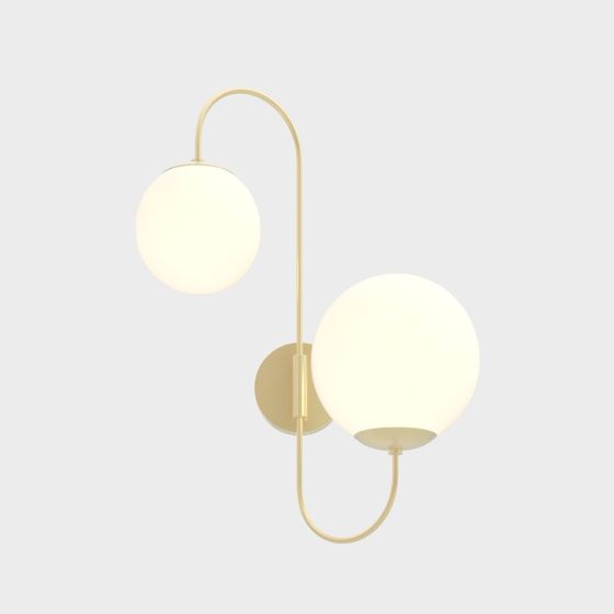 Modern Bedroom Double Ball Wall Lamp 3D Model in Golden