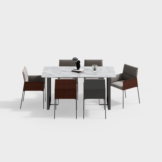 Urban Living Room Dining Table Set 3D model