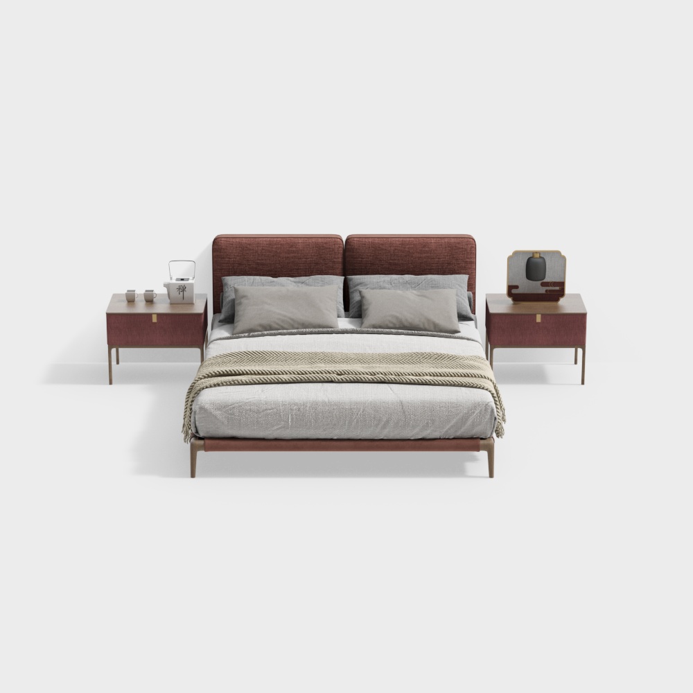 モダン寝室ダブルベッドコンビネーション