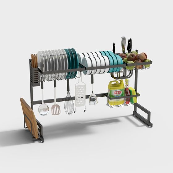 Stylish Kitchen Shelf 3D model for Modern Interiors