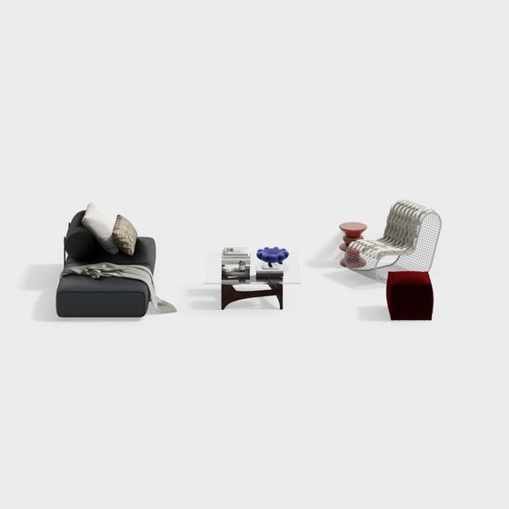 Urban Living Room 3D model - Modern and Vintage Blend