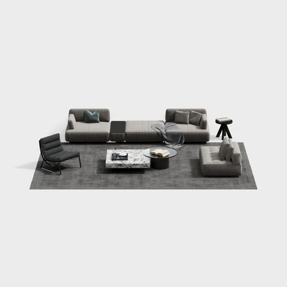 Urban Living Room 3D model for Modern Homes