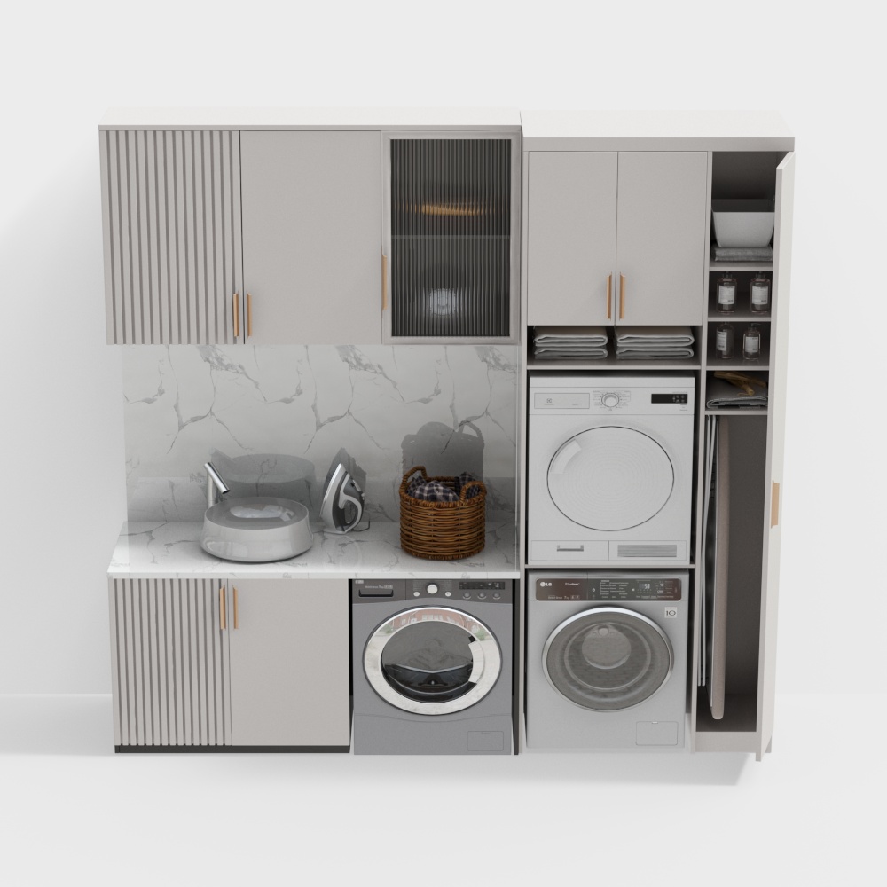 Modern simple balcony integrated laundry cabinet