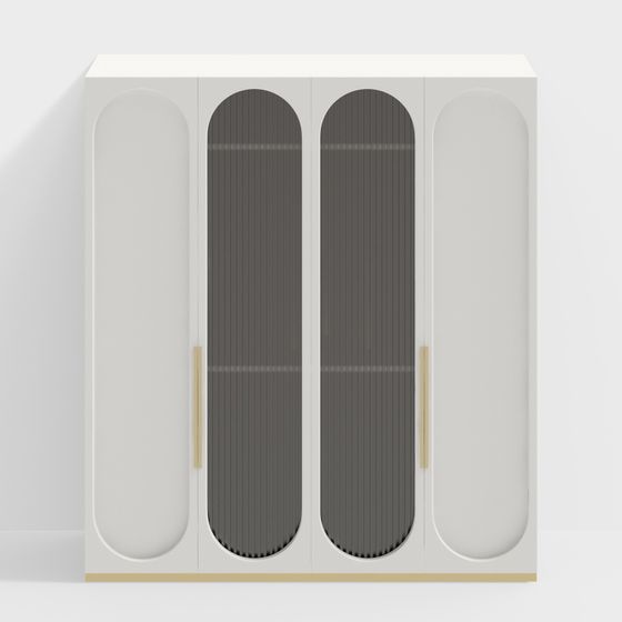 Curved Wardrobe 3D model with Elegant Design