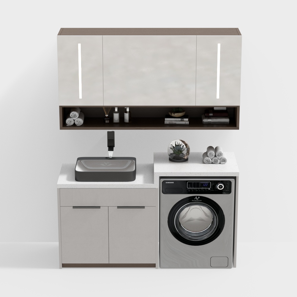 Modern simple balcony integrated laundry cabinet