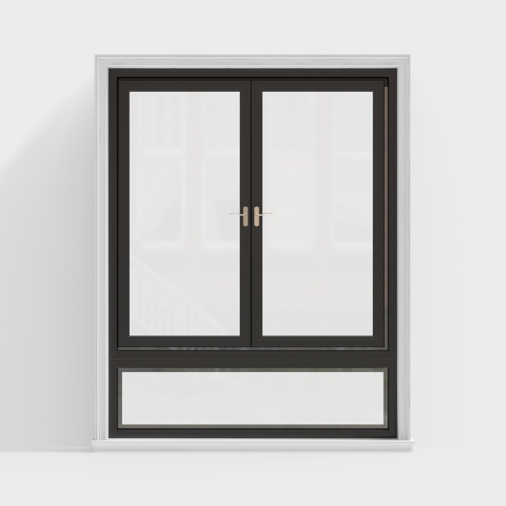 Elegant Double-Opening Window 3D Model – Classic Design