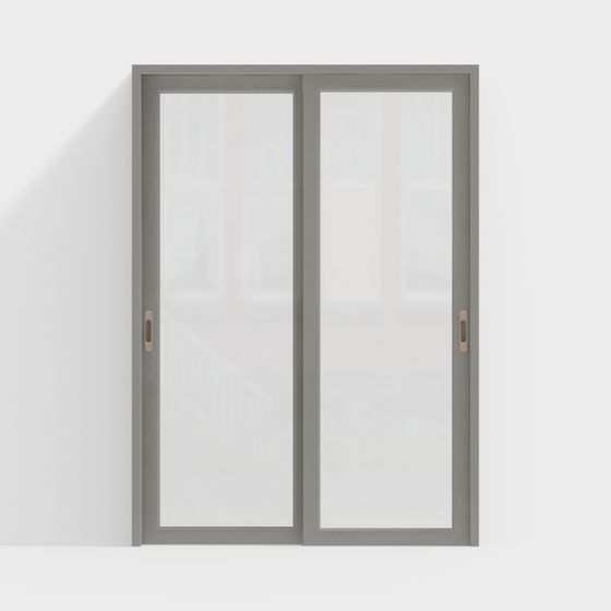 Sleek Low-Poly Glass Sliding Door 3D model