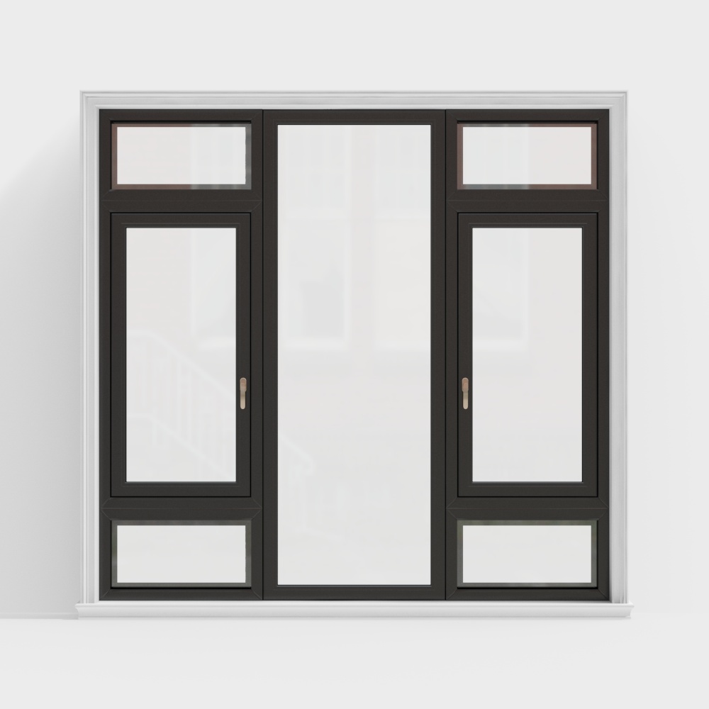 Modern Sliding Door 3D Model – Black Frame Design