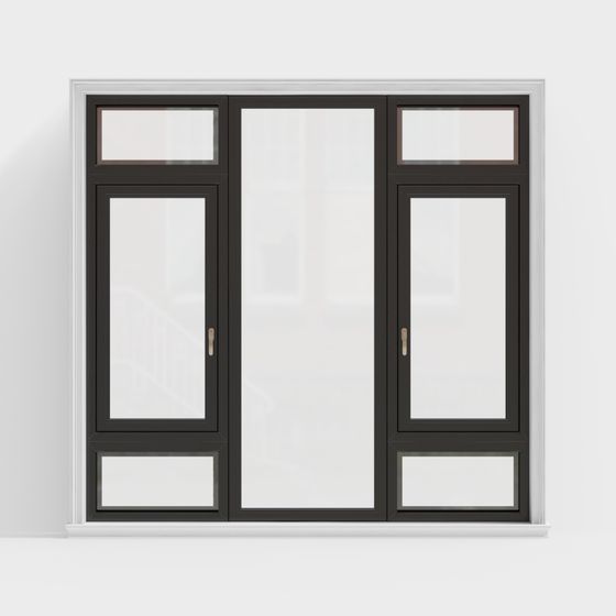 Sleek Black Living Room Windows 3D Model