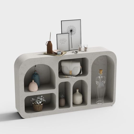 Concrete Display Cabinet 3D model in Modern Minimalist Style