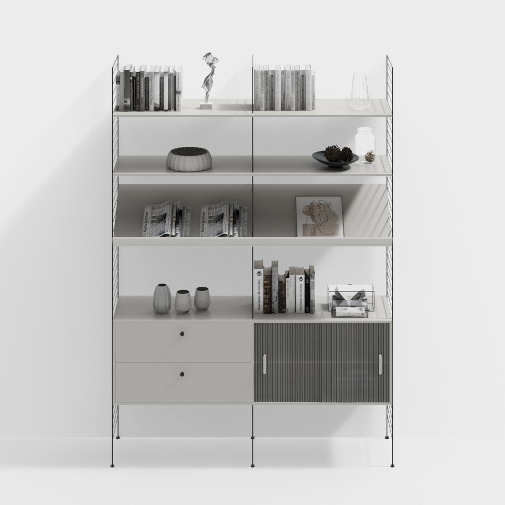 Bibliothèque décorée d'étude moderne