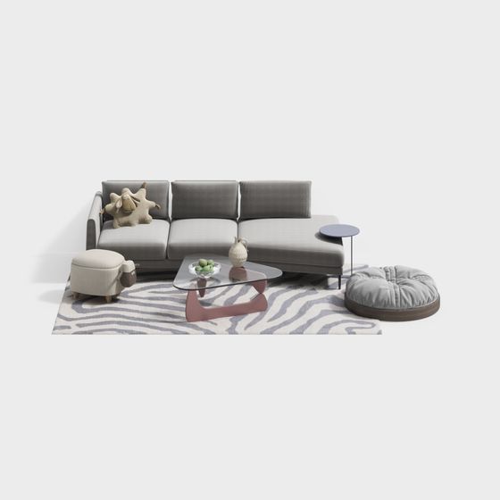 Stylish Low-Polygon 3D Sofa Set Model