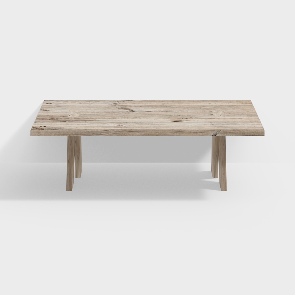 Vintage Wooden Table 3D Model – Low-Poly Wood Design
