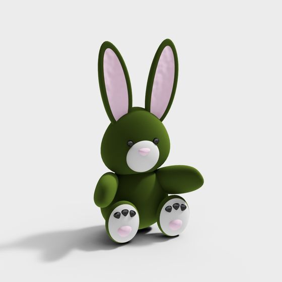 Adorable Green Bunny 3D Model
