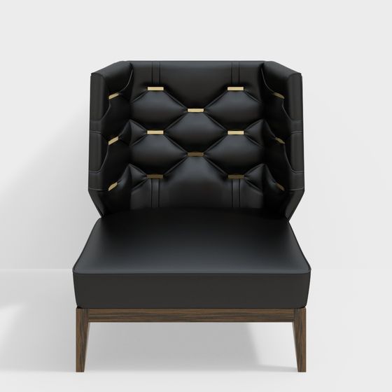 Elegant Black Leather Armchair 3D model