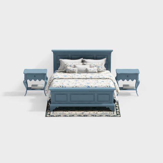 Romantic Blue Bedroom Set 3D model