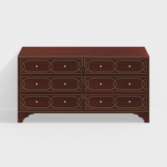 Vintage 6-Drawer Cabinet 3D model