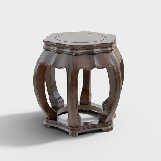 Classic Wooden Stool 3D model