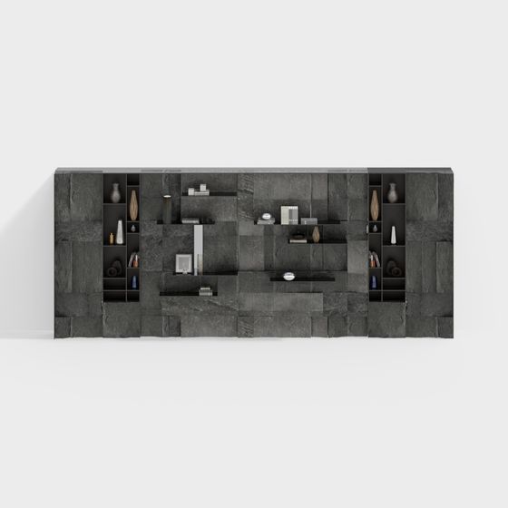 Urban Stone Wall Bookshelf 3D model