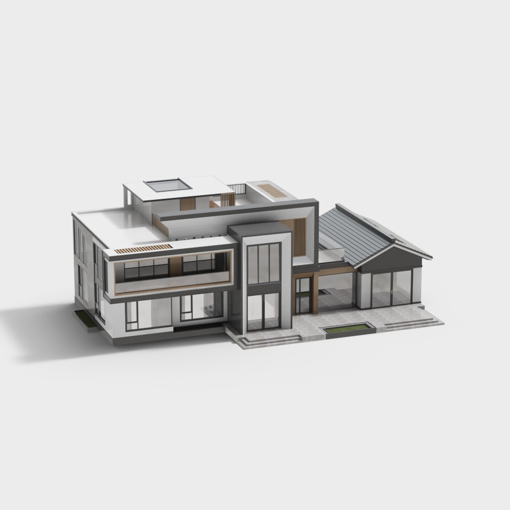 Modern Low-Polygon 3D Model – Contemporary Residential Design