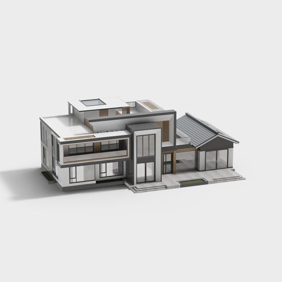 Modern Low-Polygon Style 3D Model for Contemporary Architecture