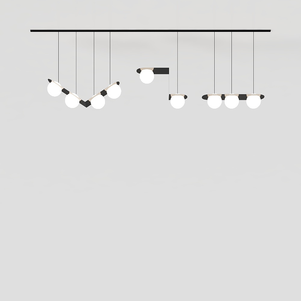 Modern living room decorated with chandeliers