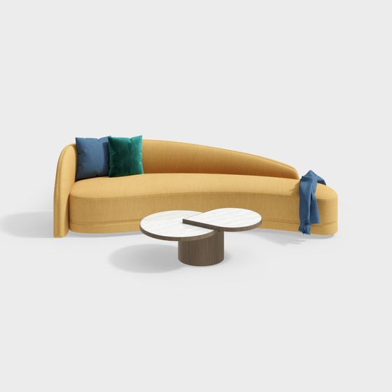 Elegant Curved Sofa 3D model for Contemporary Spaces