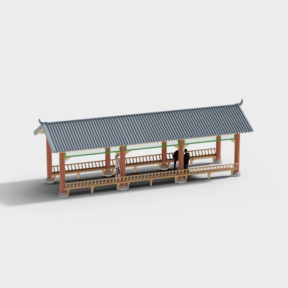 Chinese-Style Outdoor Corridor Flower Rack