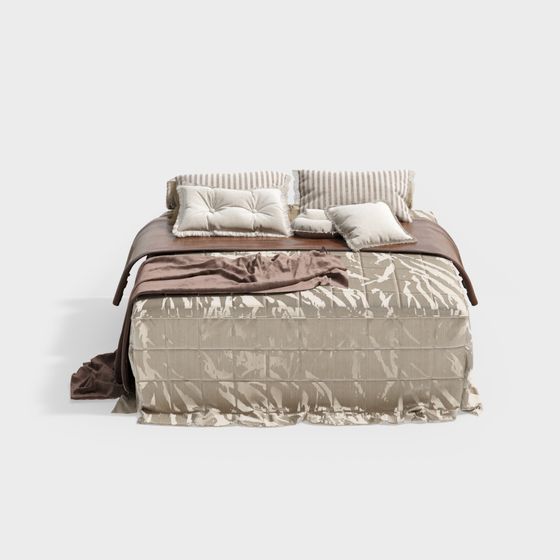 Stylish Low-Poly Bed 3D Model for Modern Interiors