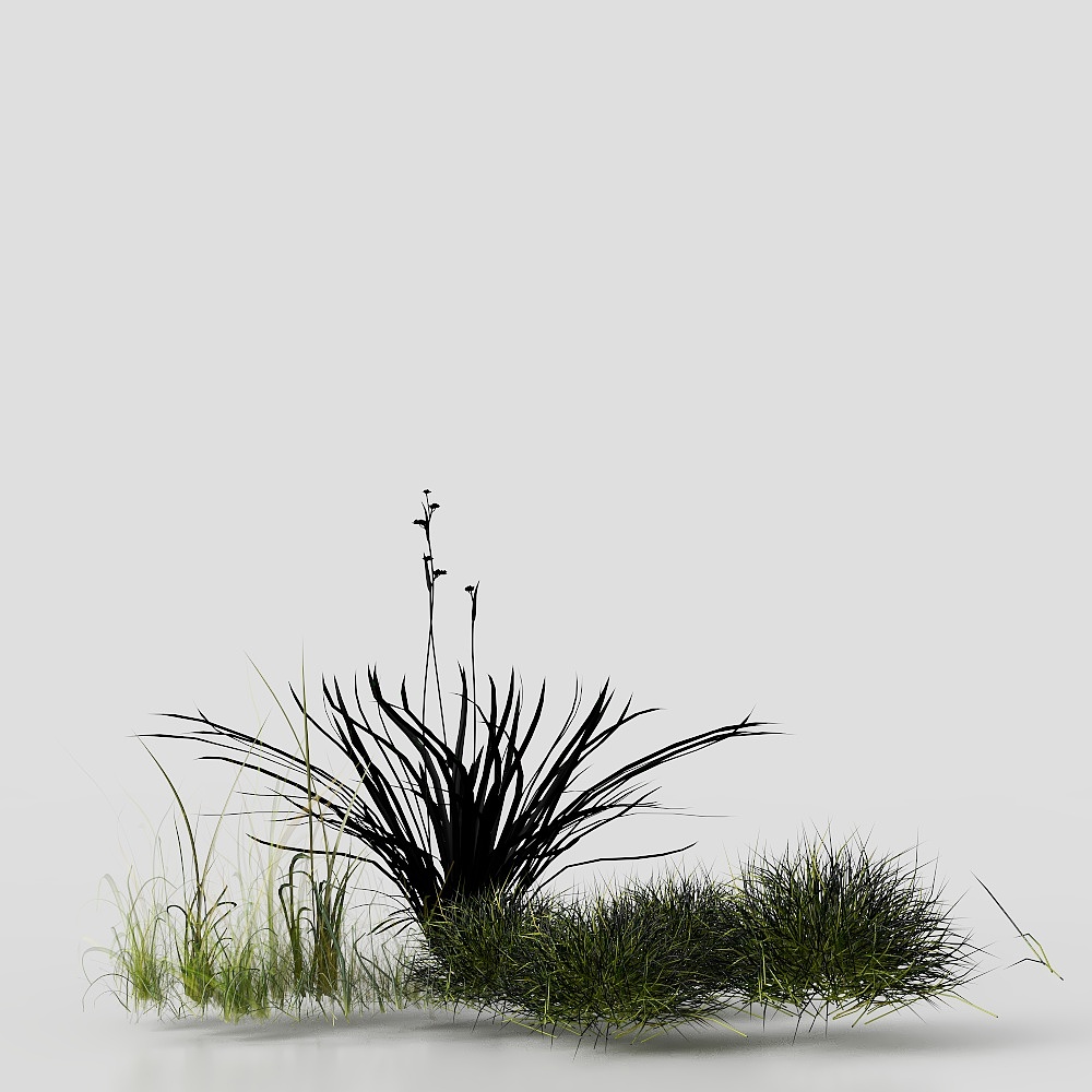 Vibrant Wild Grass Low-Poly 3D model
