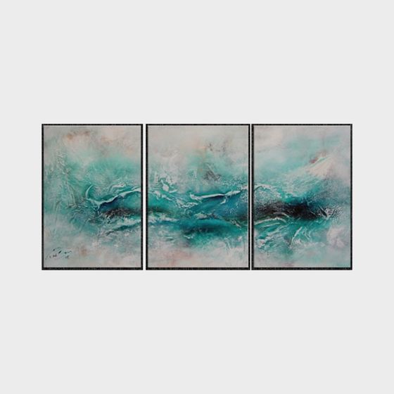Captivating Ocean Waves Triptych 3D model