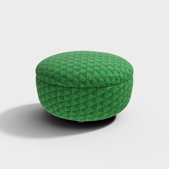 Quilted Green Ottoman 3D model