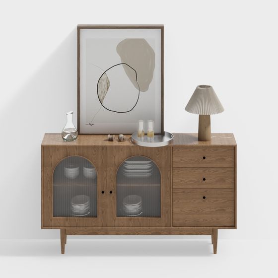 Wooden Display Cabinet 3D Model