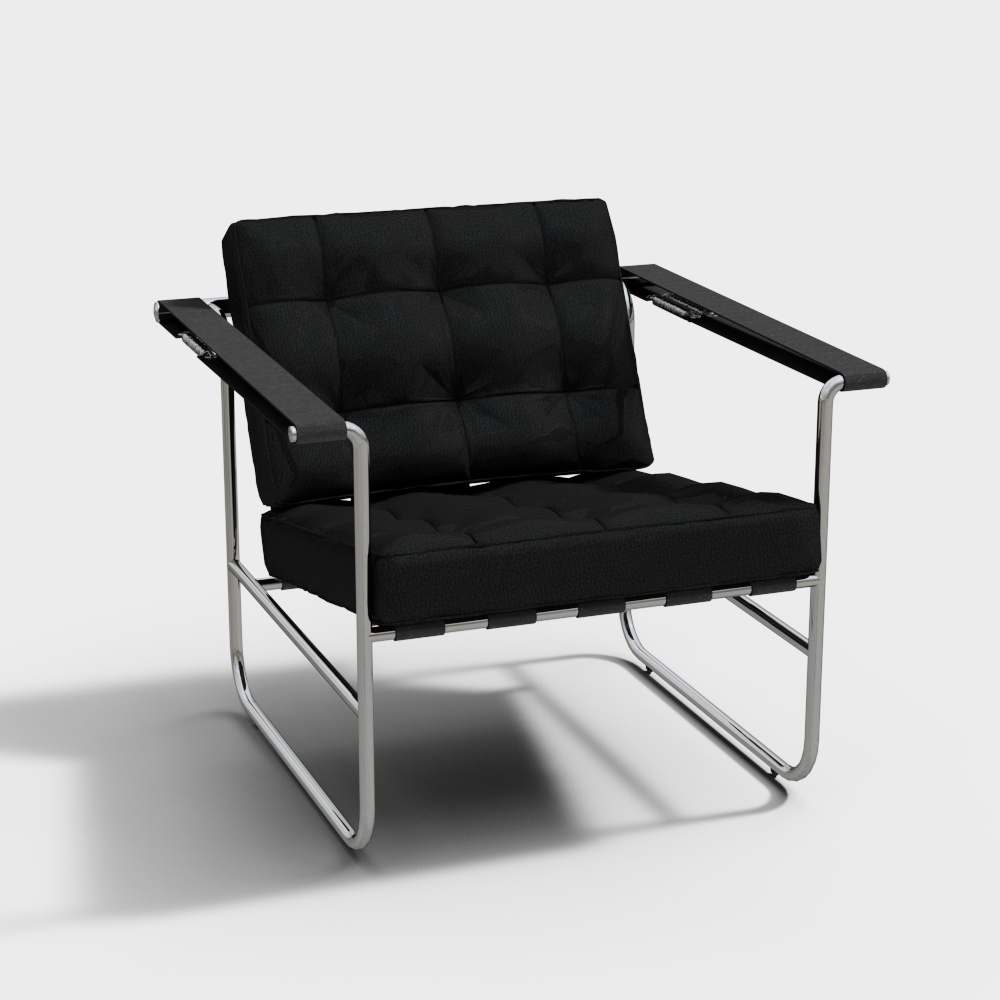 덜턴 모던 블랙 가죽 라운지 의자