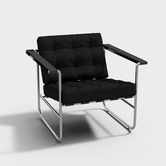 덜턴 모던 블랙 가죽 라운지 의자