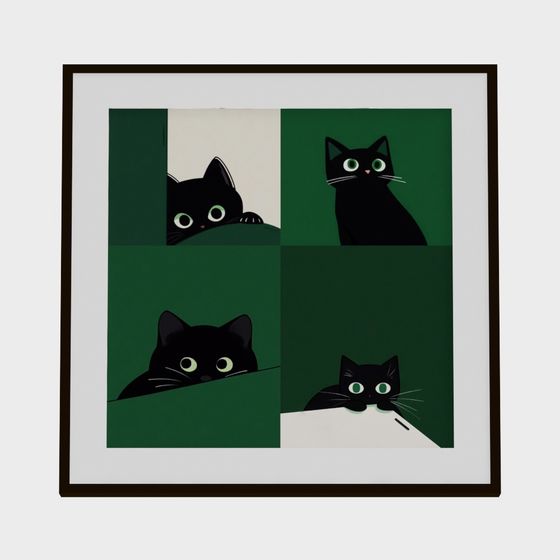 Charming Low-Poly Black Cat Series 3D model