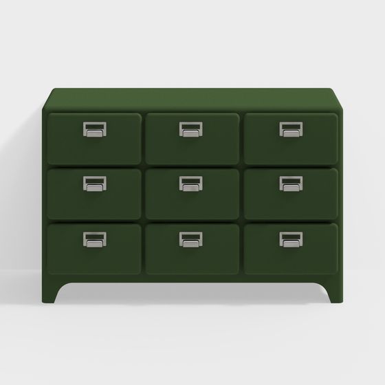 Vintage Green Drawer Cabinet 3D model