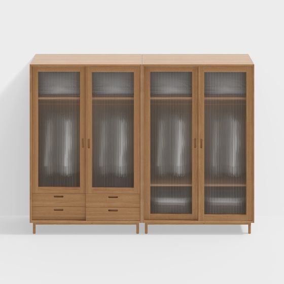 Modern Glass Door Display Cabinet 3D model