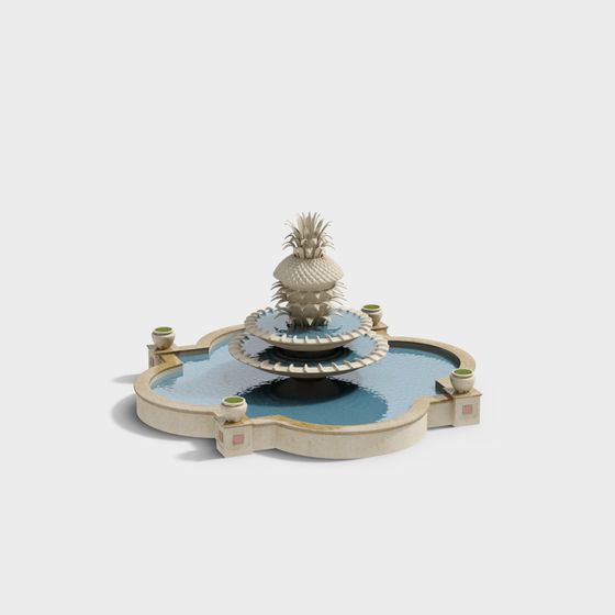 Charming Low-Poly Fountain 3D Model
