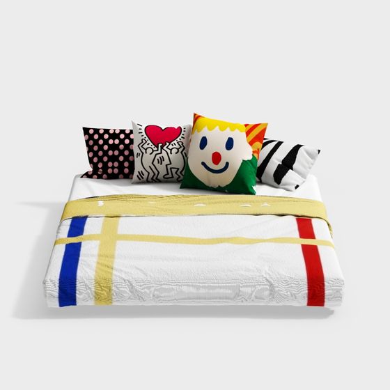 Vibrant Modern Art Bed 3D model