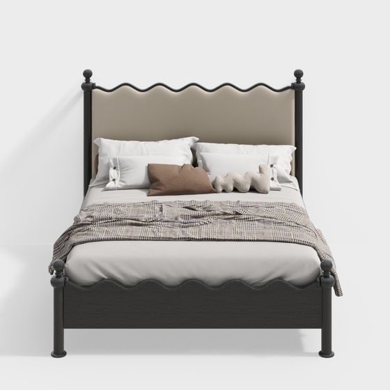 Black Couch-Style Bedroom Double Bed