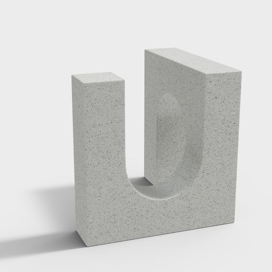 Low-Poly Concrete U-Shape 3D Model Design