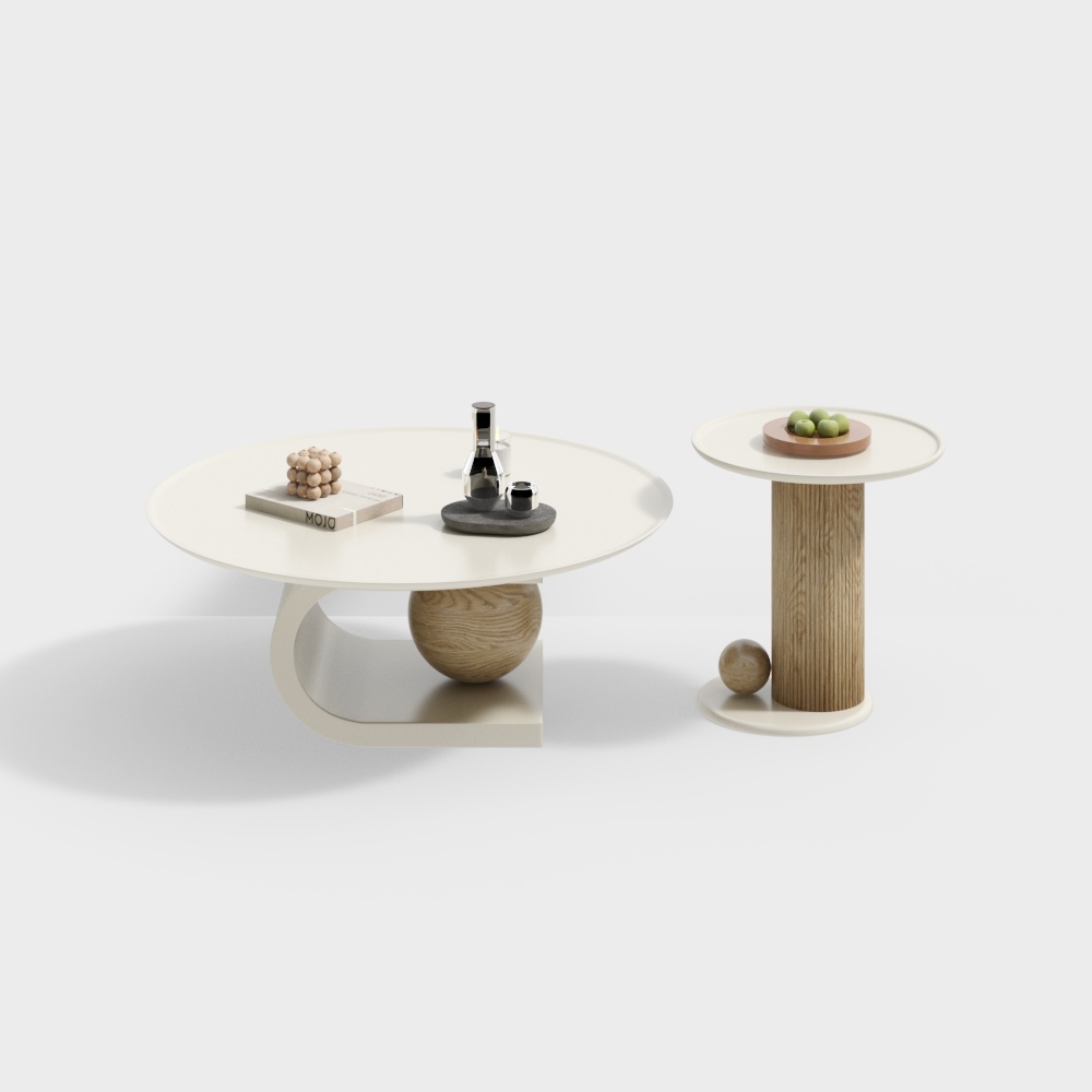 Streamlined Coffee Table 3D Model – Modern Wood Design