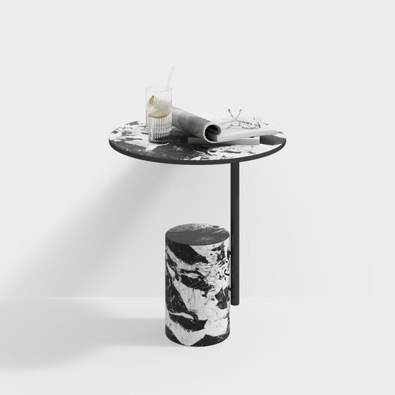 Elegant Marble Side Table 3D model