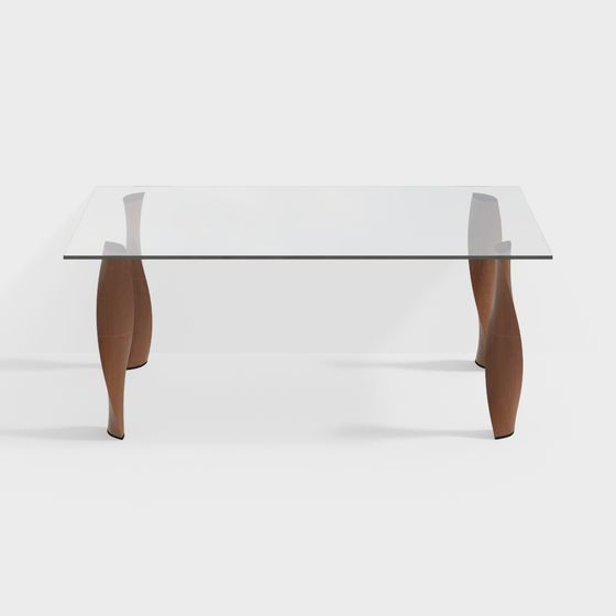 Streamlined Glass Dining Table 3D model