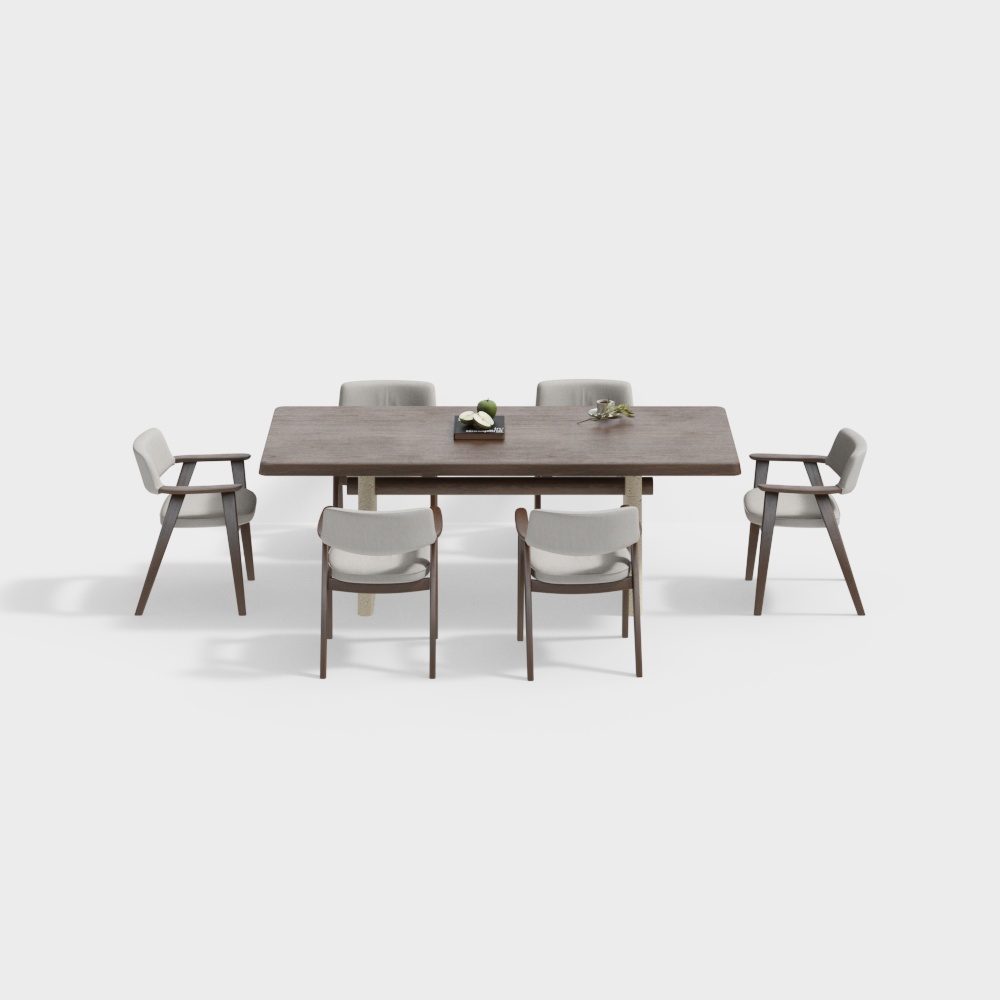 Modern Minimalism Rectangular Solid Wood Dining Table and Chair Combination