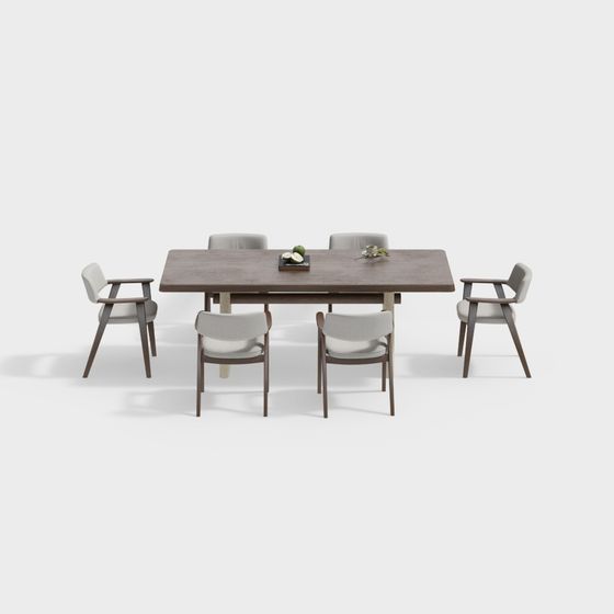 Modern Minimalist Rectangular Solid Wood Dining Table and Chair Combination