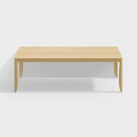 Streamlined Wooden Coffee Table 3D model